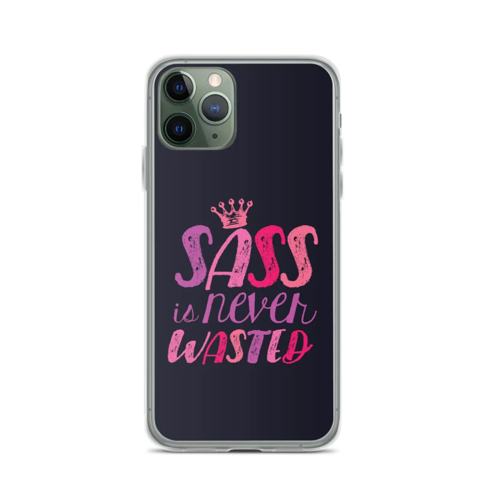 Sass is Never Wasted (Pink on Navy iPhone Case)