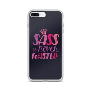 Sass is Never Wasted (Pink on Navy iPhone Case)