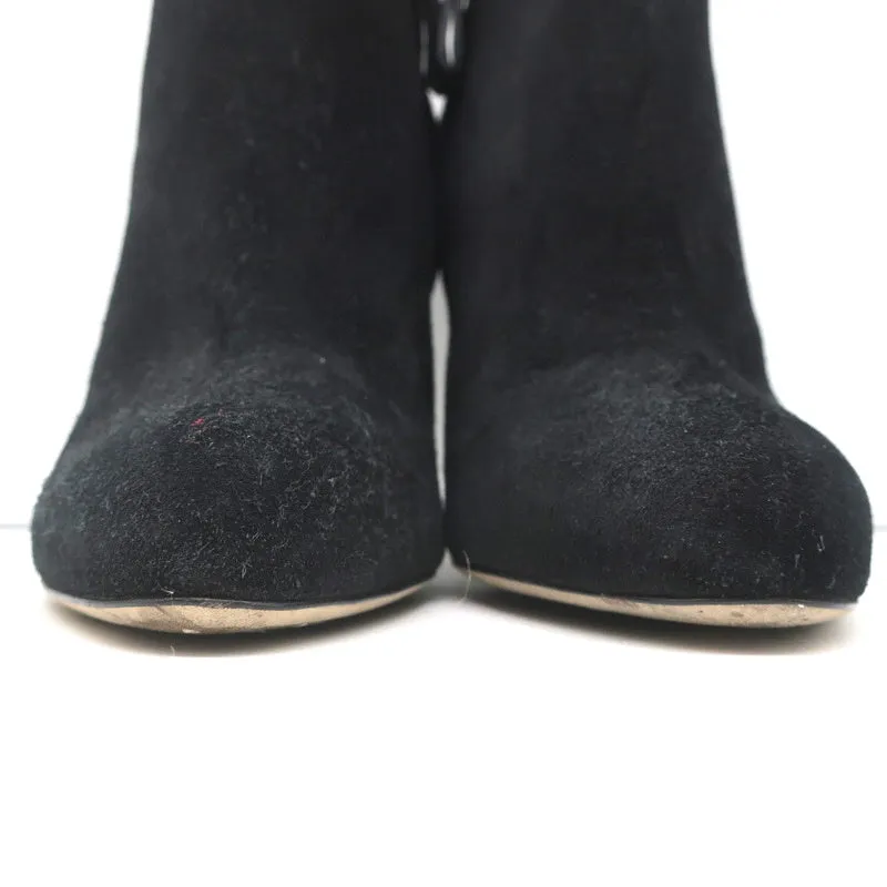 Sergio Rossi Studded Heel Booties Black Suede Size 38.5 Ankle Boots