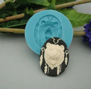 Silicone Mold Grizzly Bear Jewelry Making Resin Polymer Clay.