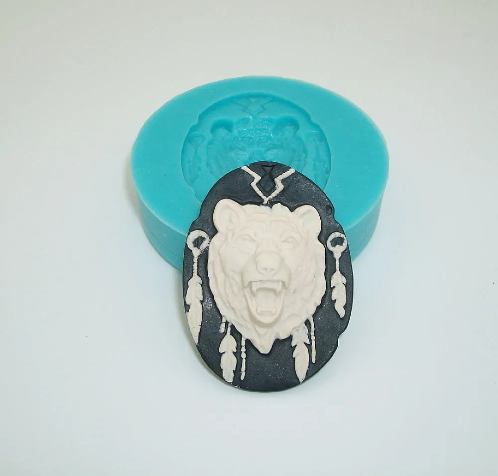 Silicone Mold Grizzly Bear Jewelry Making Resin Polymer Clay.
