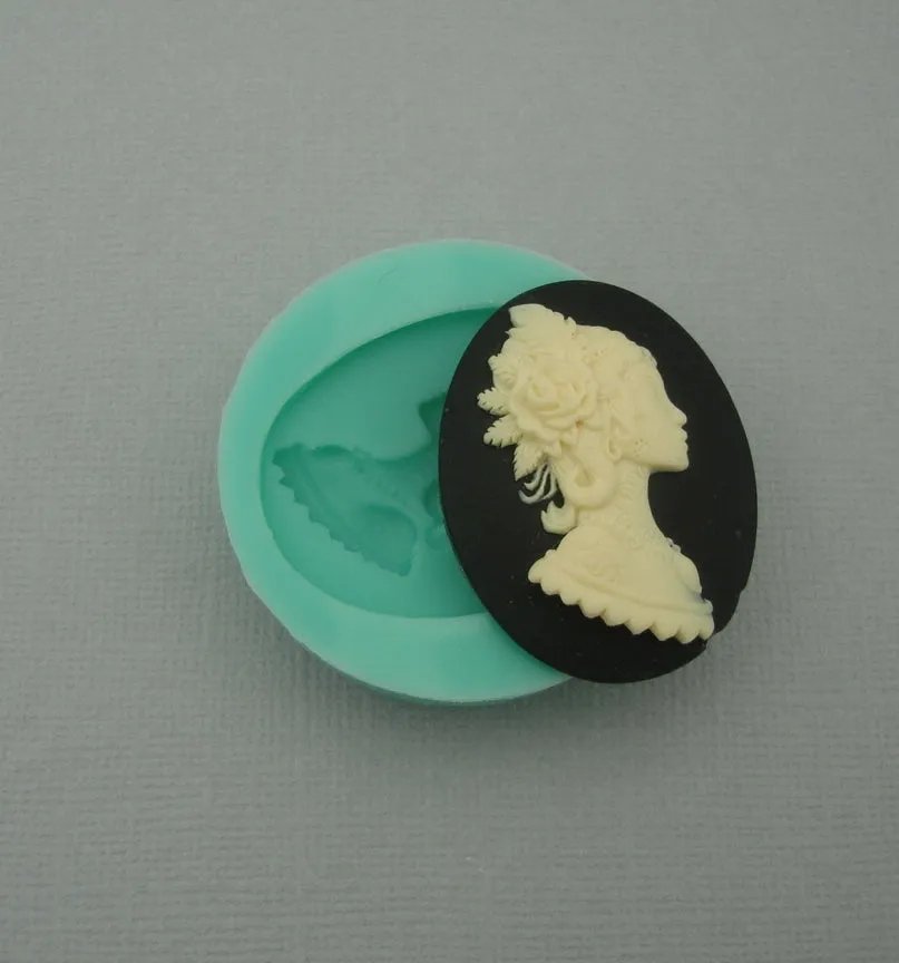 Silicone Mold   Tattoo Princess Cameo  Flexible  for Crafts, Resin,  Clay.