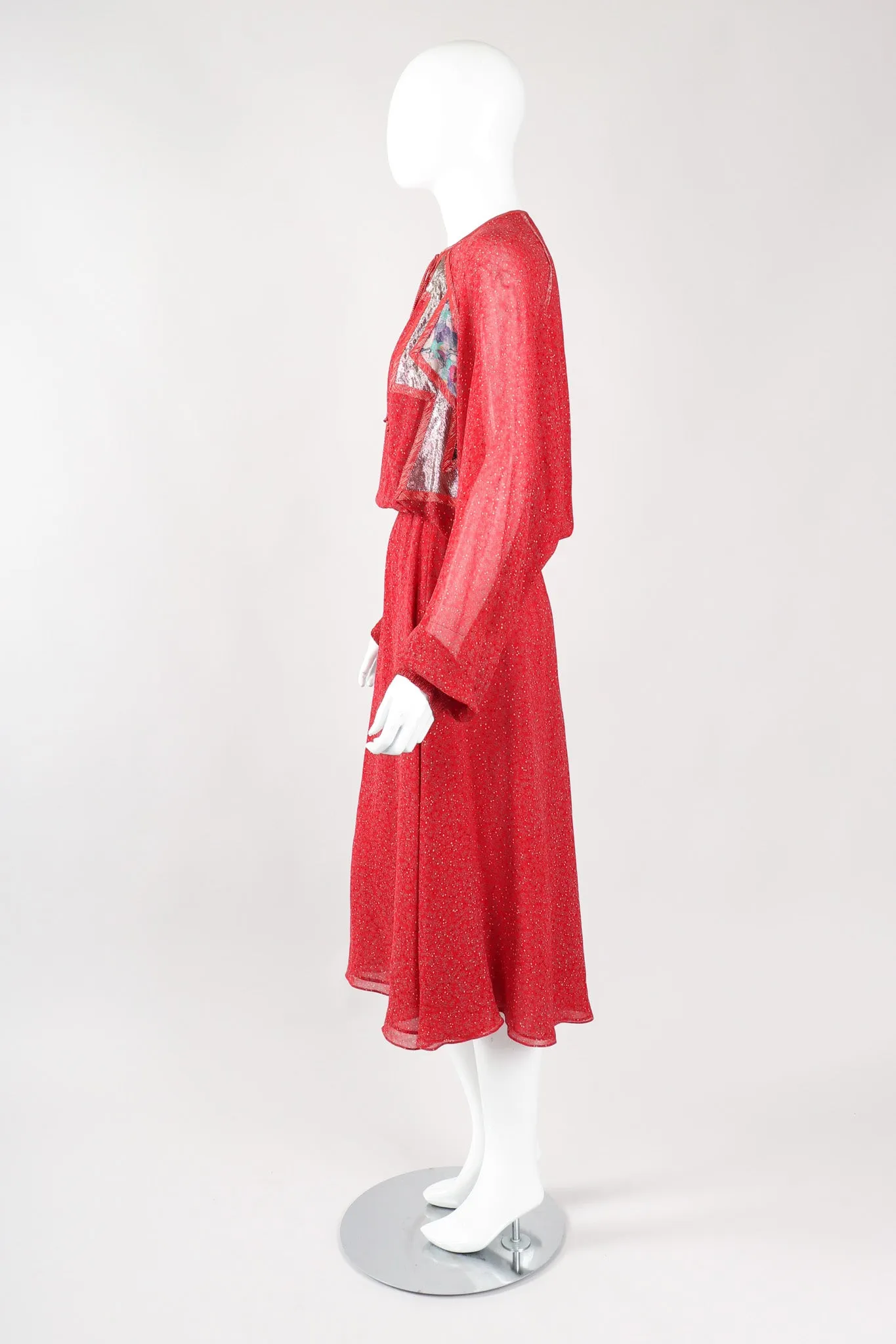Silk Batwing Lamé Dress