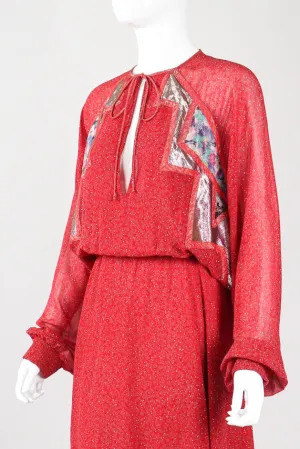 Silk Batwing Lamé Dress