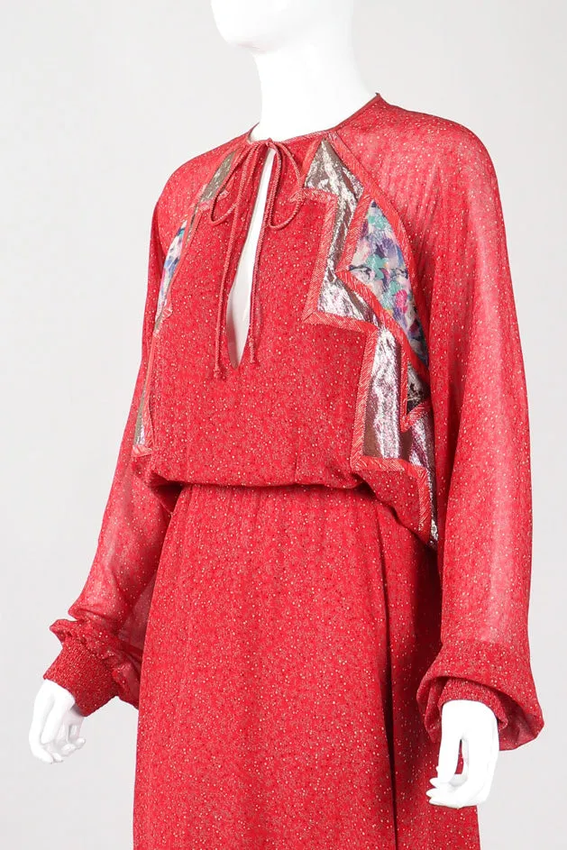 Silk Batwing Lamé Dress