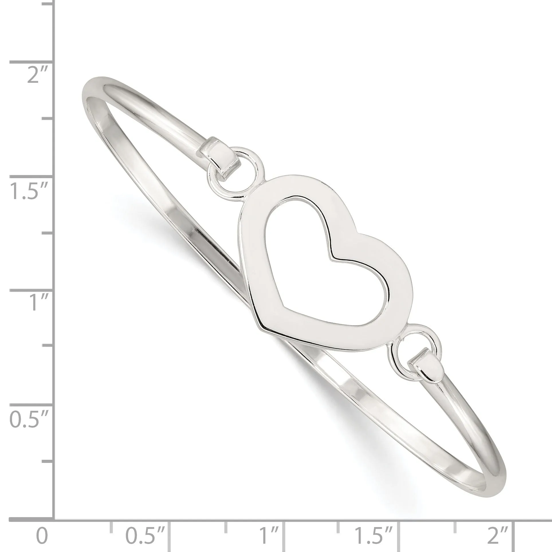 Silver Polished Finish Flexible Heart Bangle
