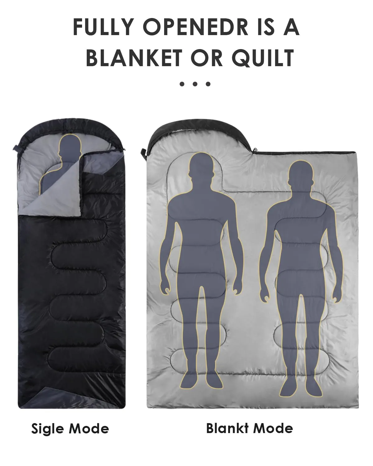 Sleeping Bags for Adults Backpacking Lightweight Waterproof- Cold Weather Sleeping Bag for Girls Boys Mens for Warm Camping Hiking Outdoor Travel Hunting with Compression Bags（Black）