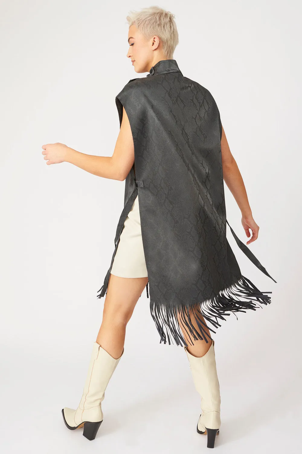 Snakeskin Tunic Top with Fringe