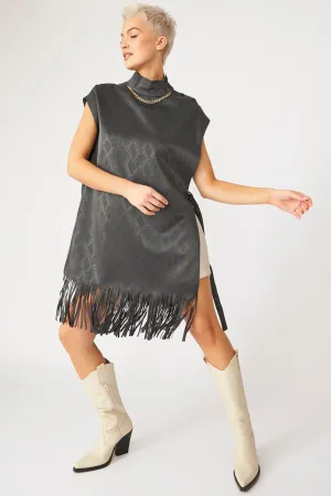 Snakeskin Tunic Top with Fringe