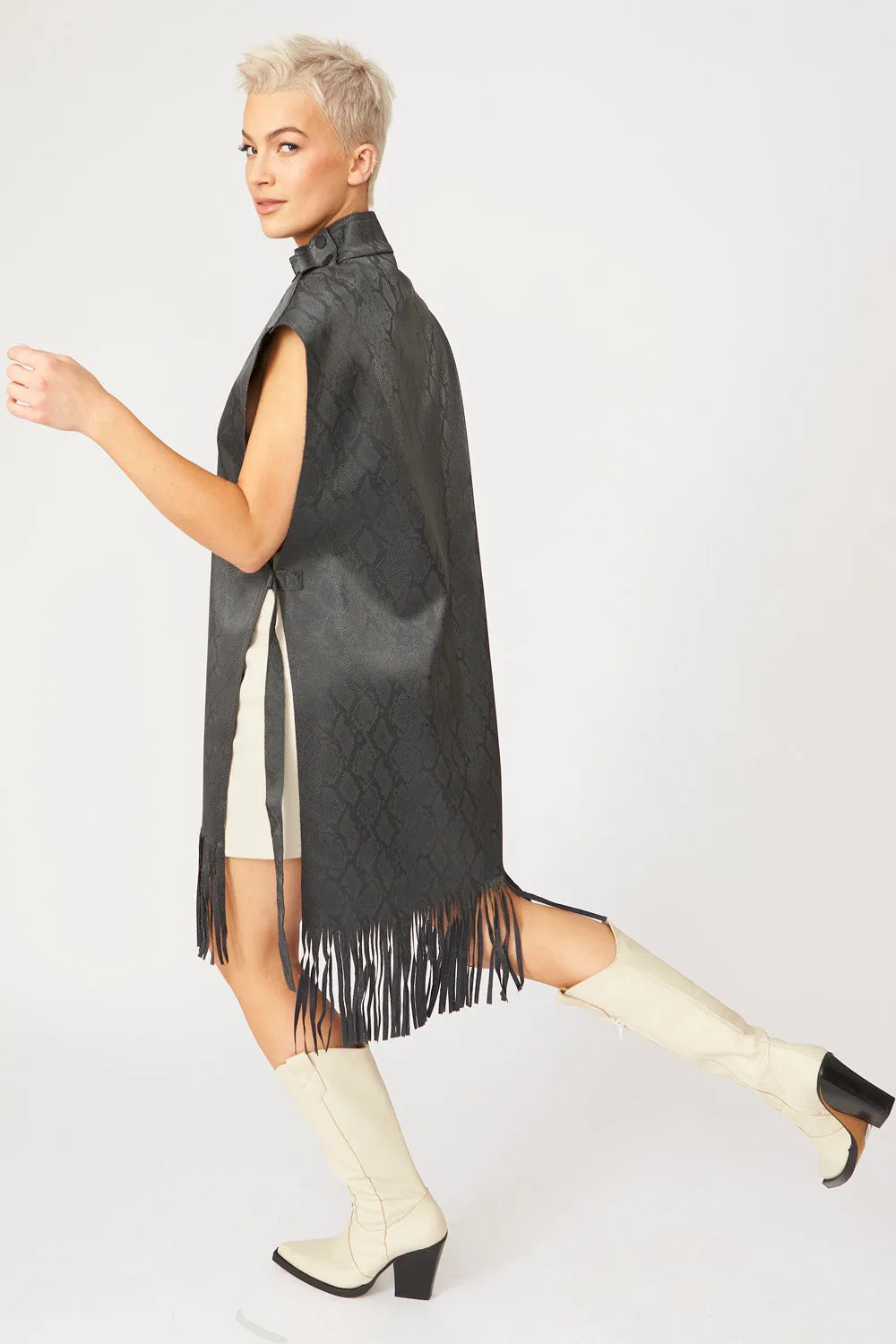 Snakeskin Tunic Top with Fringe
