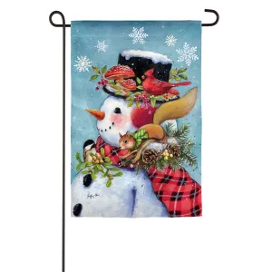 Snowman Perch Garden Suede Flag,14s9373