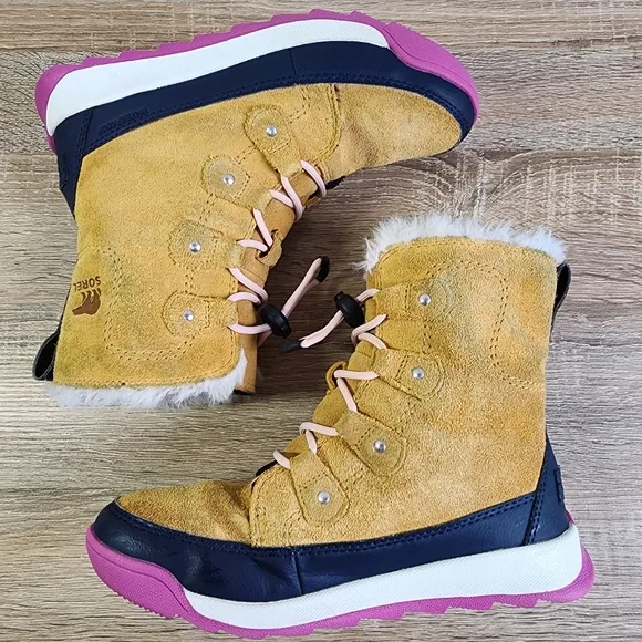 SOREL Kids' Whitney II Joan Lace Suede Faux Fur Snow Boot Big Girl 4