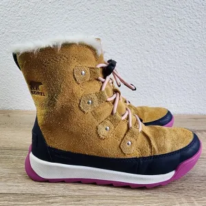 SOREL Kids' Whitney II Joan Lace Suede Faux Fur Snow Boot Big Girl 4