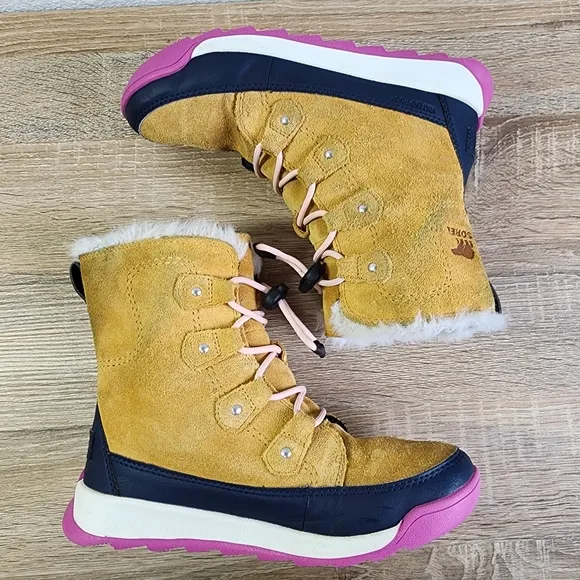 SOREL Kids' Whitney II Joan Lace Suede Faux Fur Snow Boot Big Girl 4
