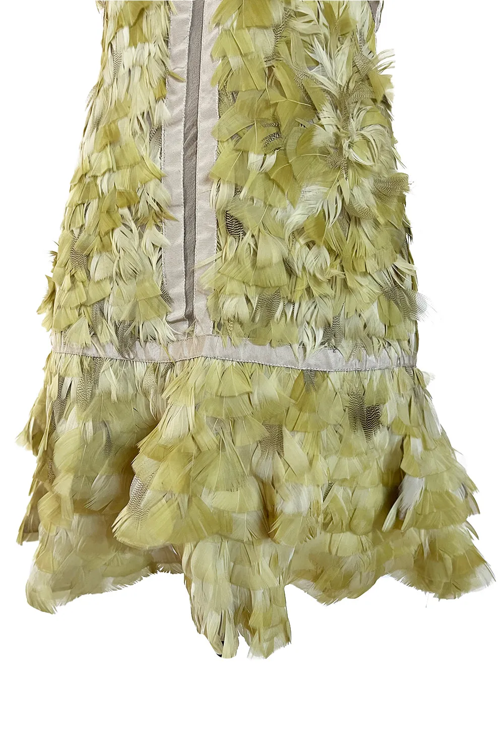 Spring 2003 Gucci by Tom Ford Rare Runway Look 27 Plunge Front Feather Mini Dress