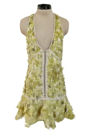 Spring 2003 Gucci by Tom Ford Rare Runway Look 27 Plunge Front Feather Mini Dress