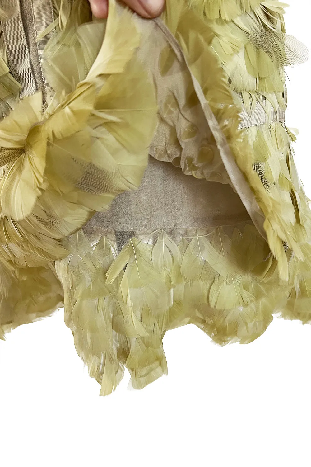 Spring 2003 Gucci by Tom Ford Rare Runway Look 27 Plunge Front Feather Mini Dress