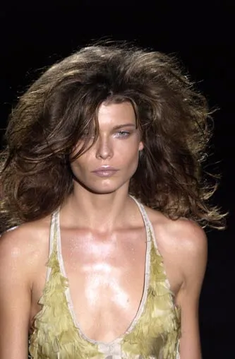 Spring 2003 Gucci by Tom Ford Rare Runway Look 27 Plunge Front Feather Mini Dress