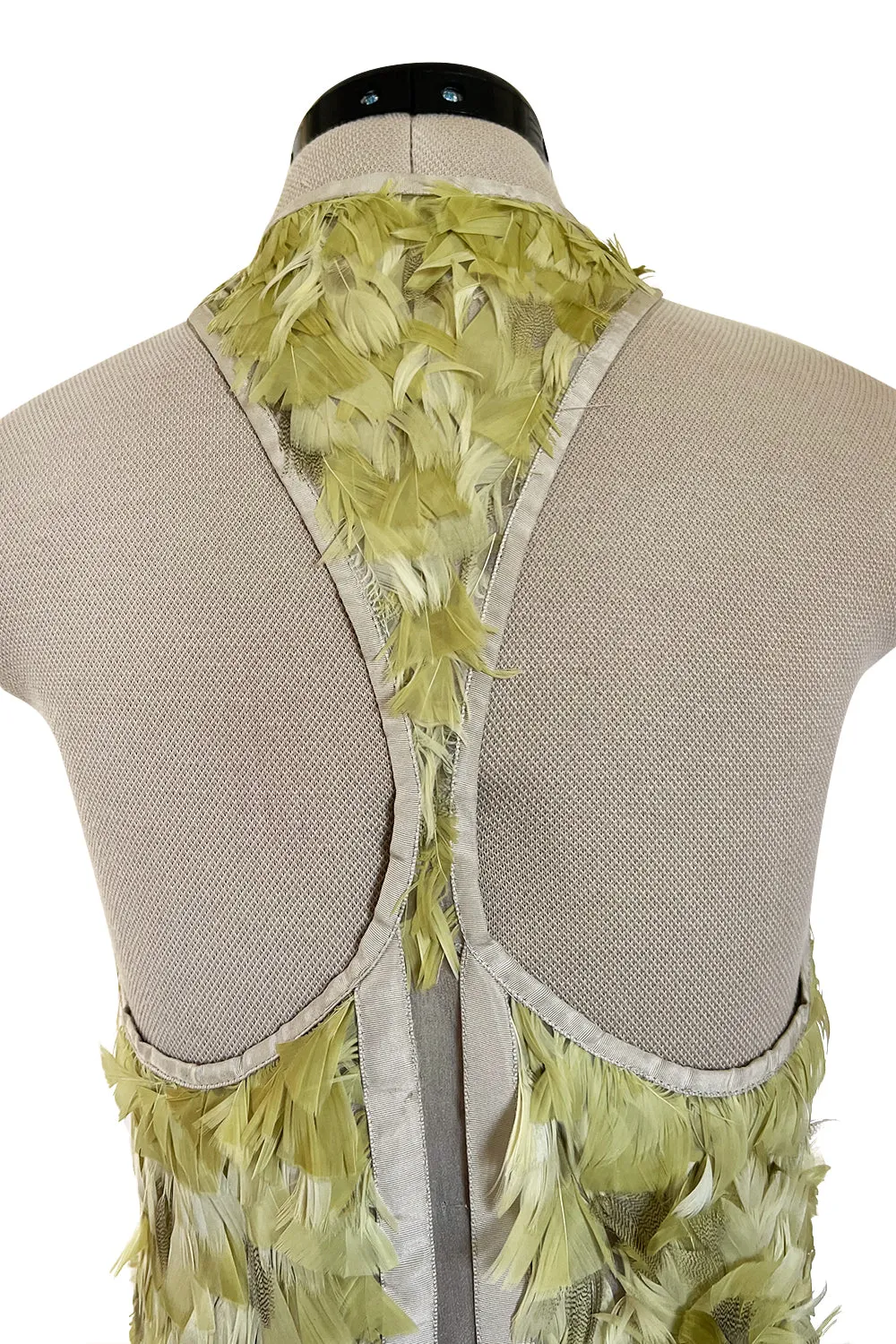 Spring 2003 Gucci by Tom Ford Rare Runway Look 27 Plunge Front Feather Mini Dress