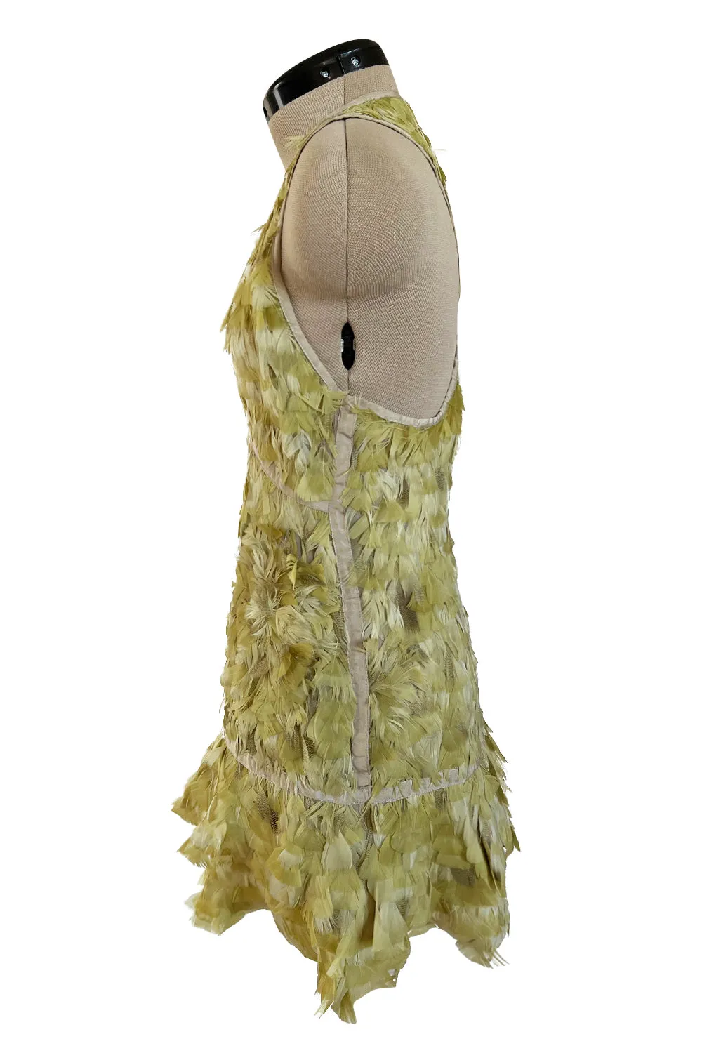 Spring 2003 Gucci by Tom Ford Rare Runway Look 27 Plunge Front Feather Mini Dress