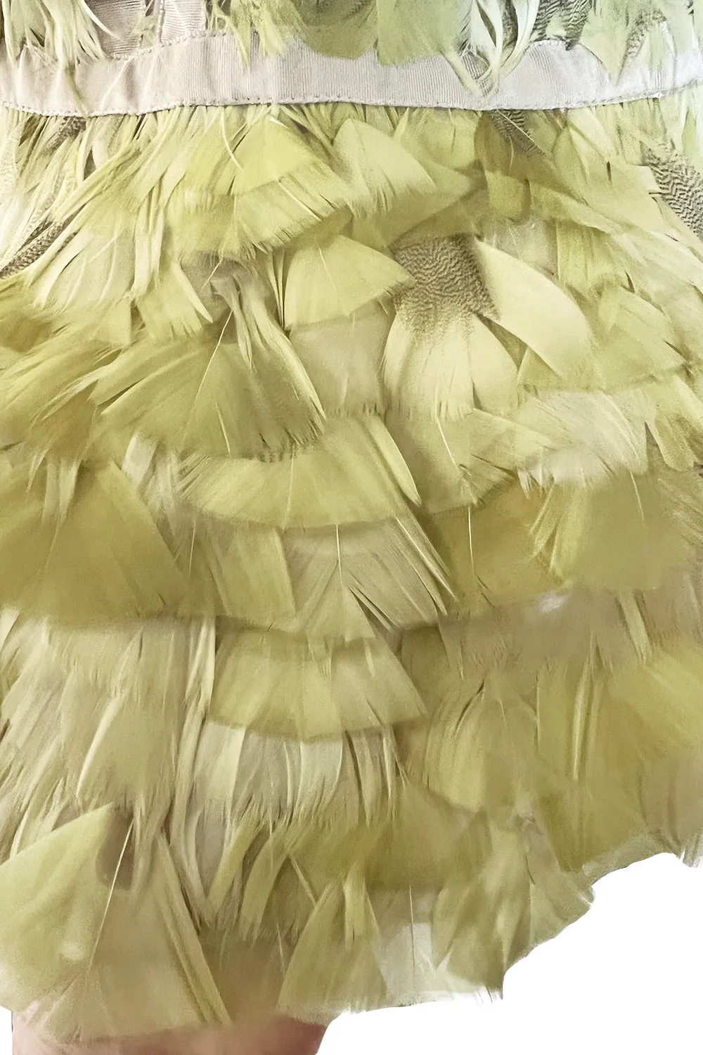 Spring 2003 Gucci by Tom Ford Rare Runway Look 27 Plunge Front Feather Mini Dress