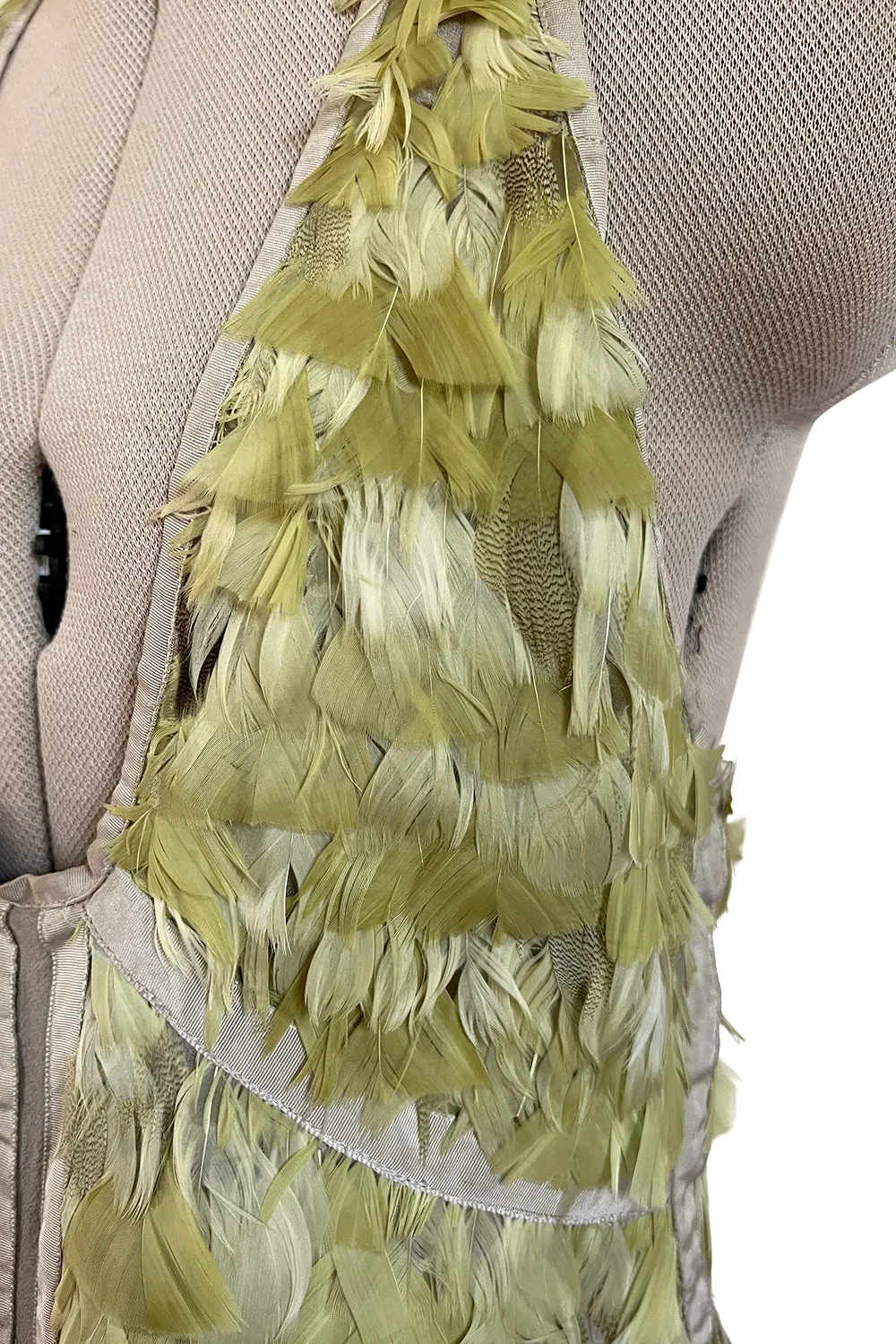Spring 2003 Gucci by Tom Ford Rare Runway Look 27 Plunge Front Feather Mini Dress