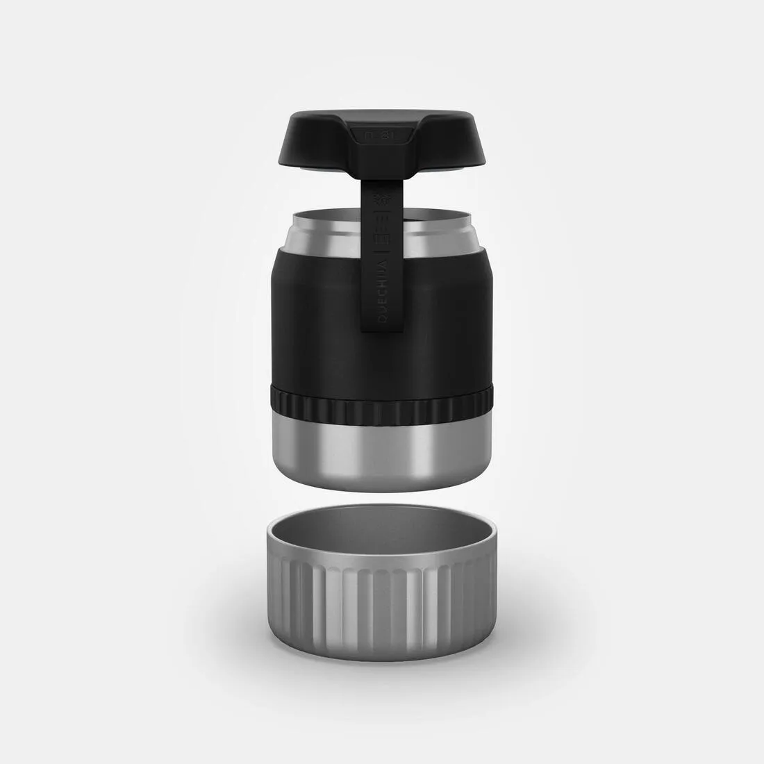 Stainless Steel Isothermal Food Box for Hiking MH500 0.8 L with Bowl Black