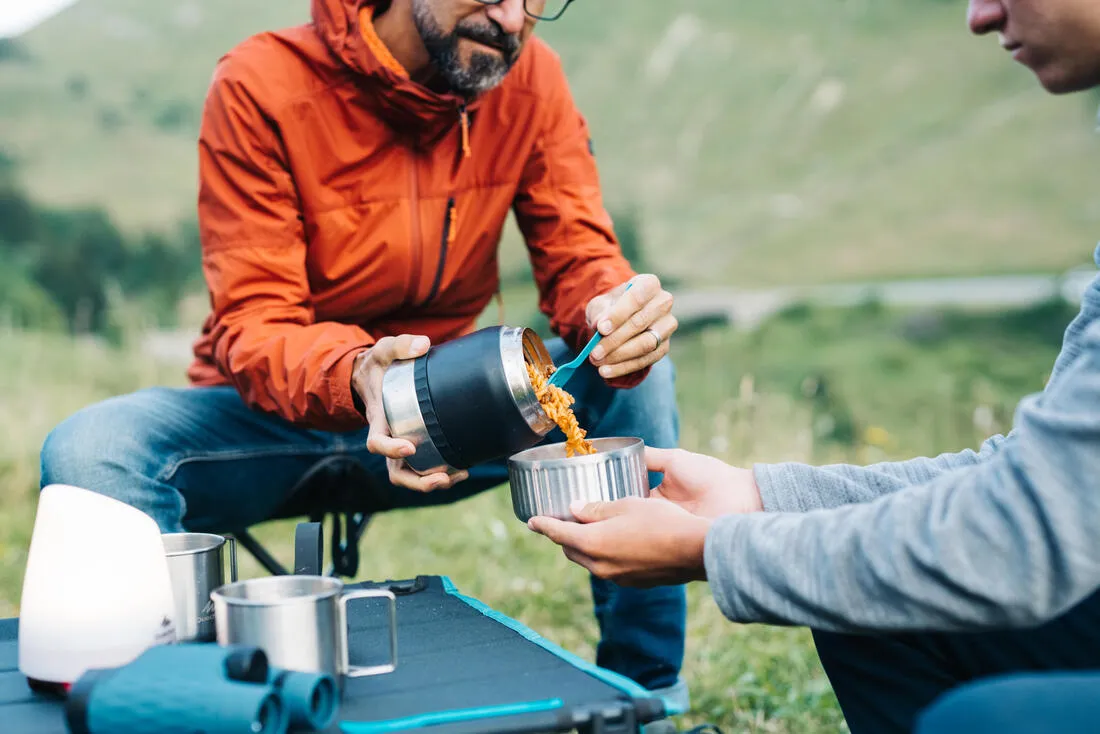 Stainless Steel Isothermal Food Box for Hiking MH500 0.8 L with Bowl Black