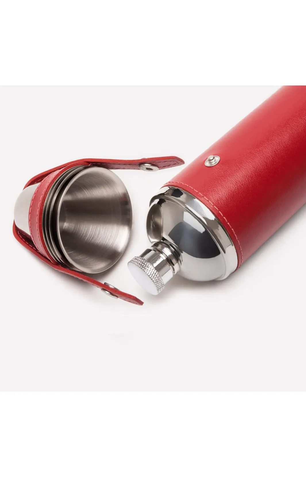 STERLING 8OZ HUNTERS FLASK WITH 4 CUPS - RED