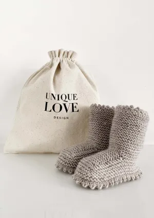 Strickschuhe Boots Sand