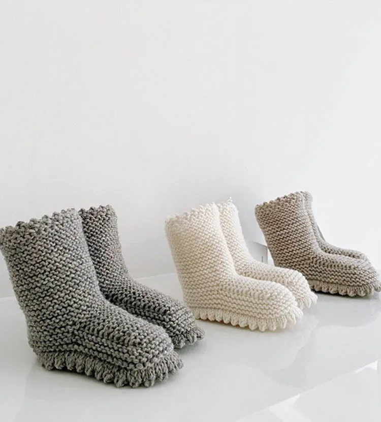 Strickschuhe Boots Sand