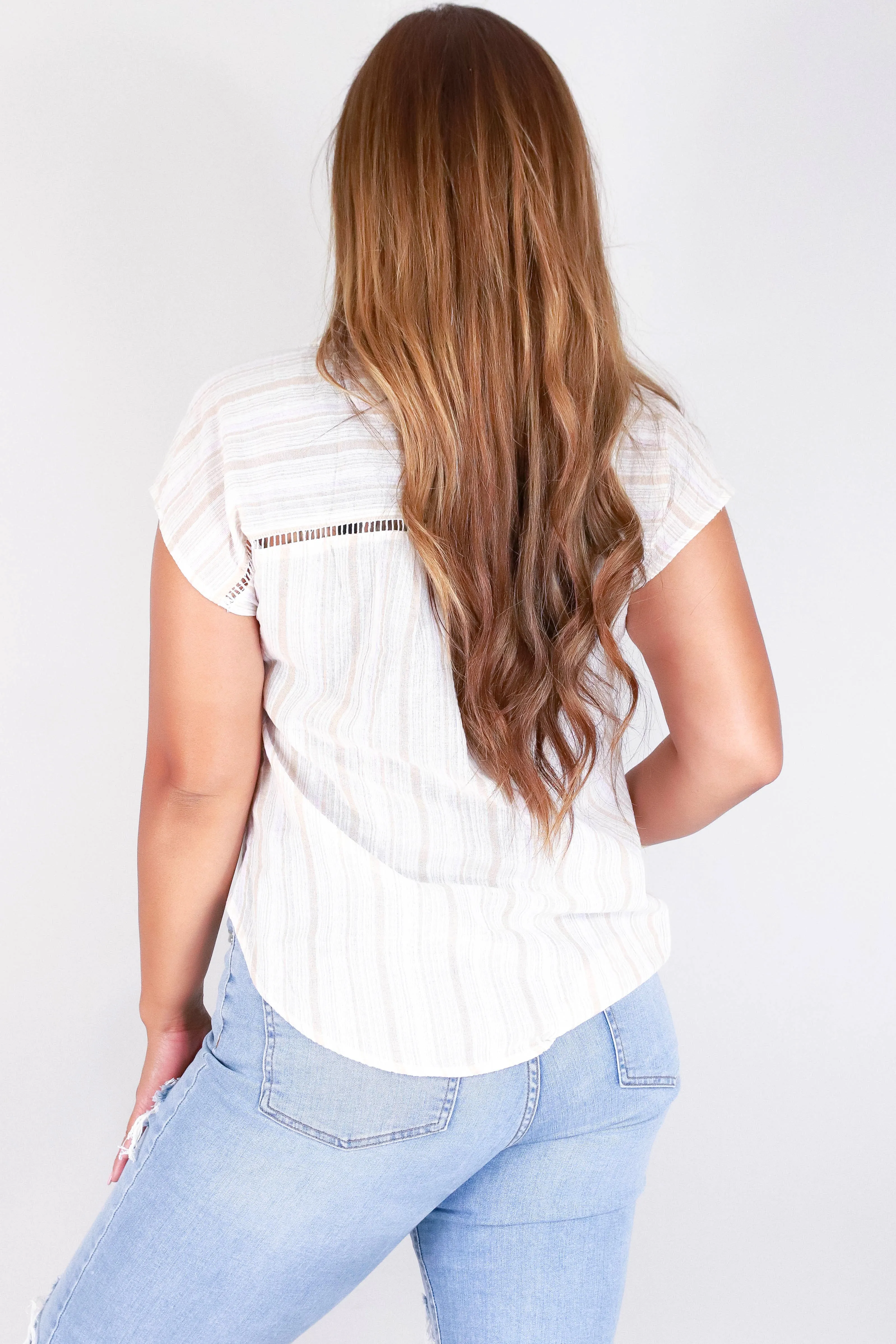 STRIPED BUTTON DOWN TOP