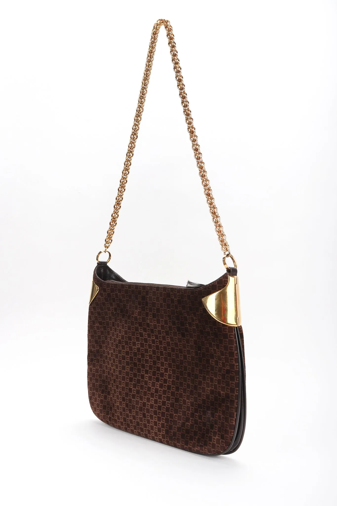 Suede Monogram Shoulder Bag