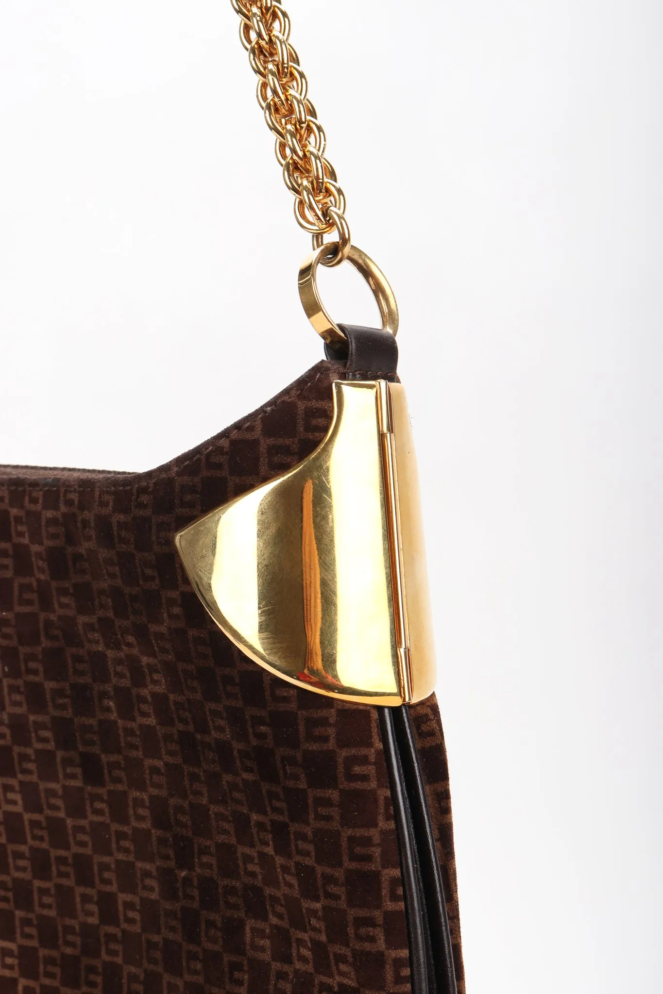 Suede Monogram Shoulder Bag