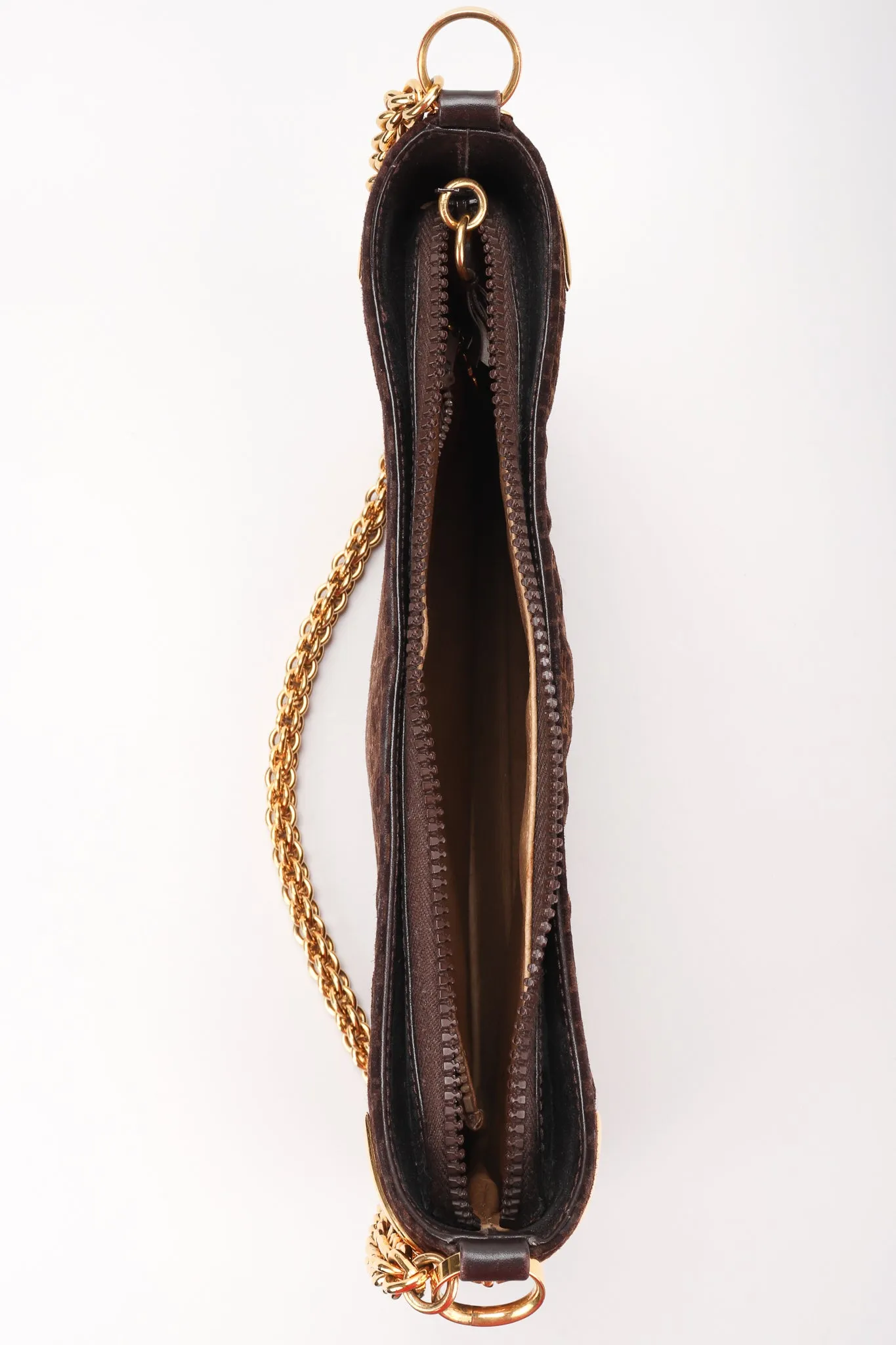 Suede Monogram Shoulder Bag