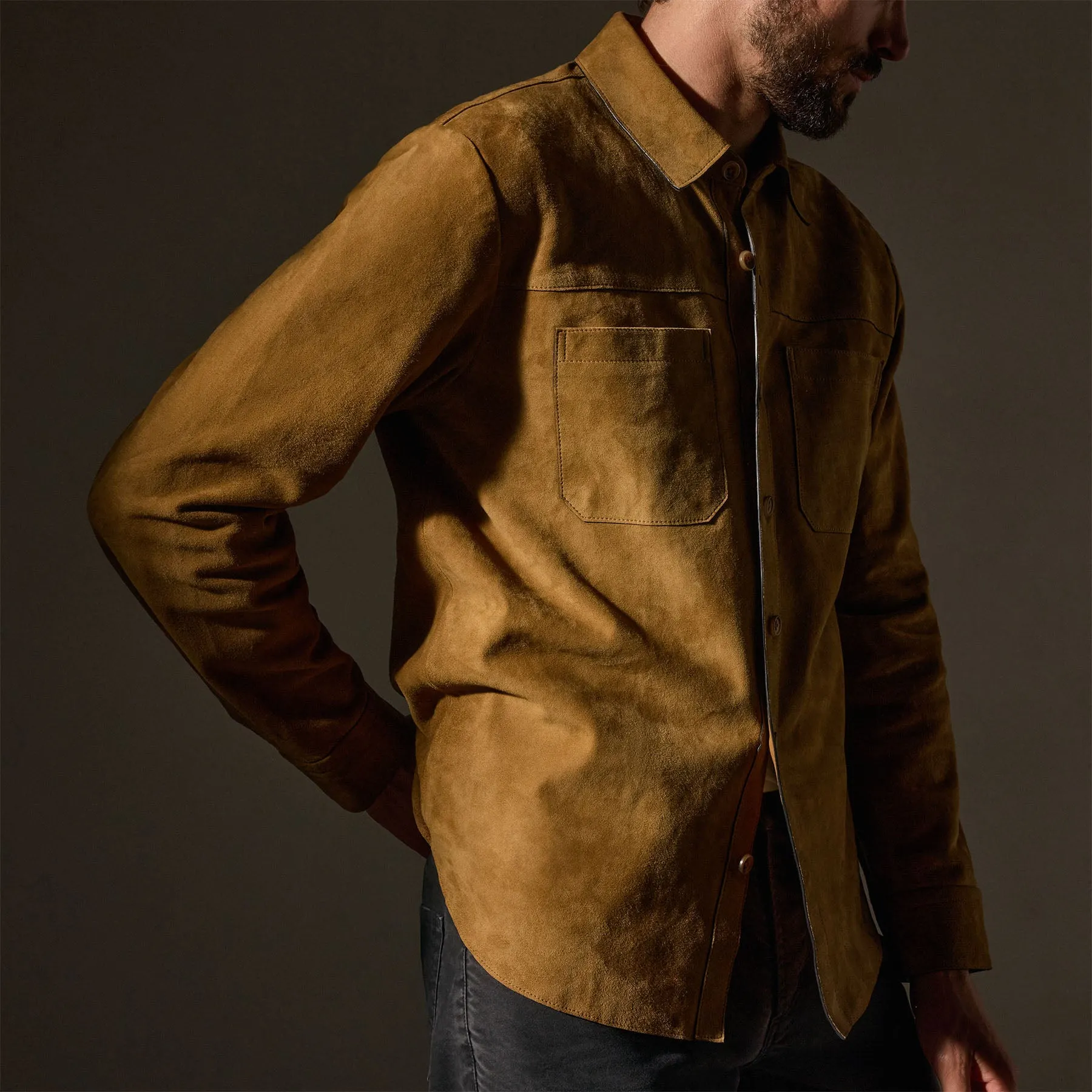 Suede Western Shirt - Tobacco