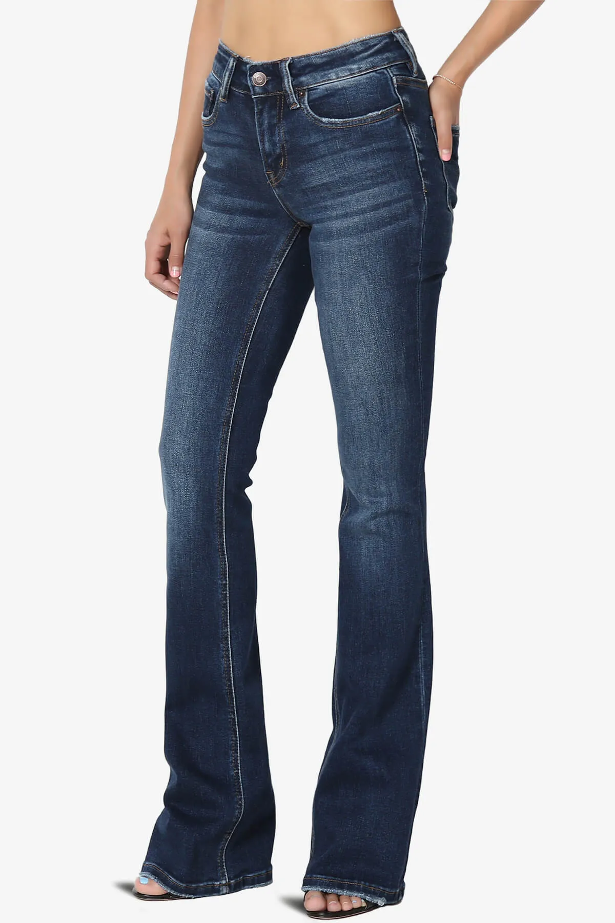 Swan Mid Rise Stretch Denim Bootcut Jeans