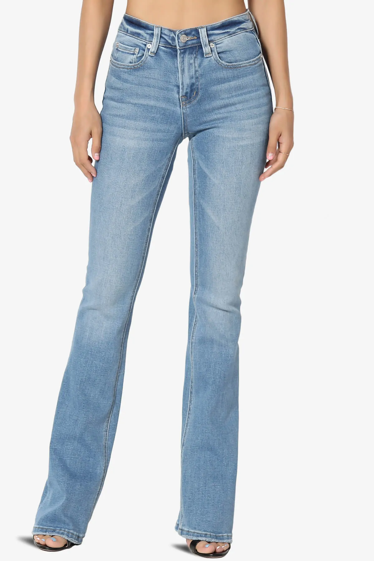Swan Mid Rise Stretch Denim Bootcut Jeans