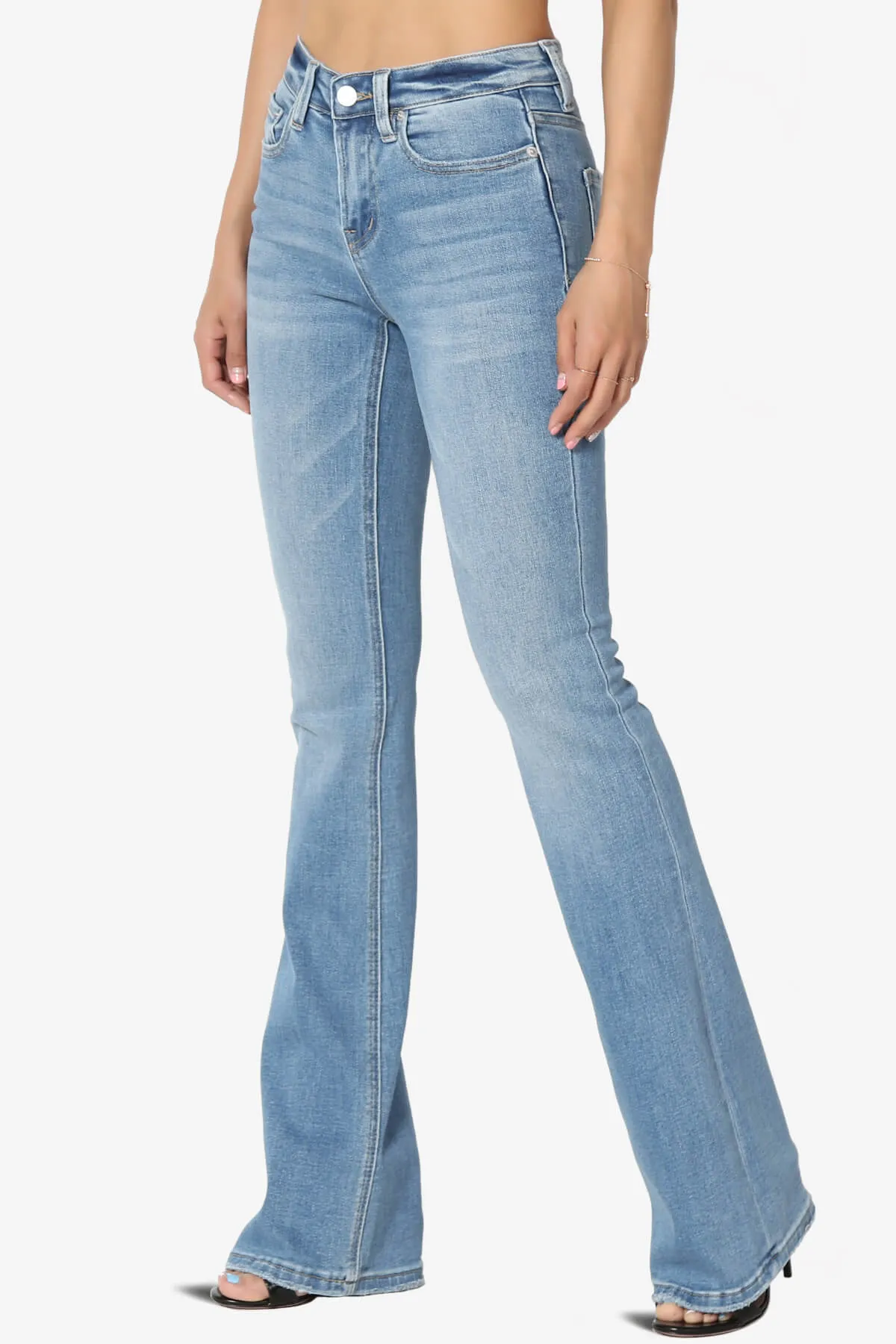 Swan Mid Rise Stretch Denim Bootcut Jeans
