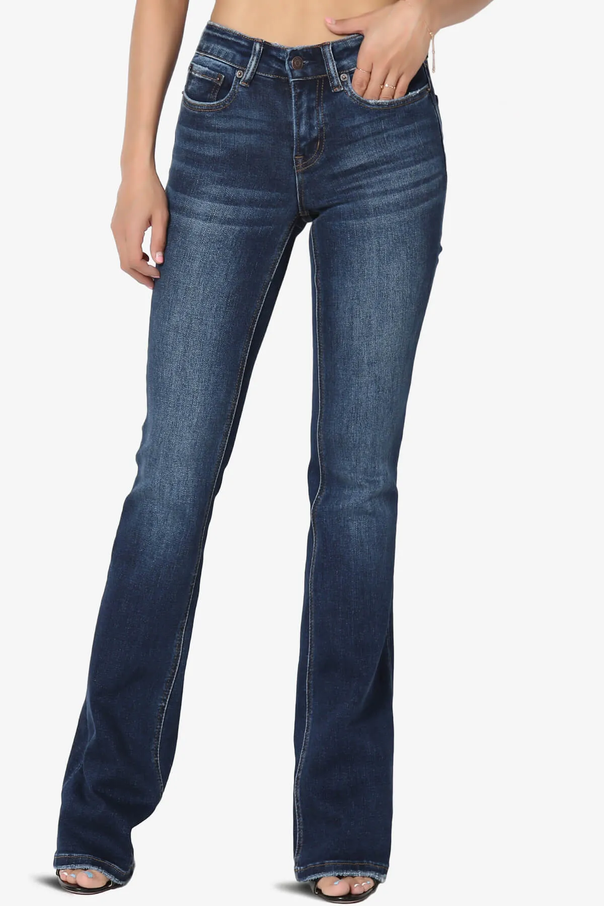Swan Mid Rise Stretch Denim Bootcut Jeans