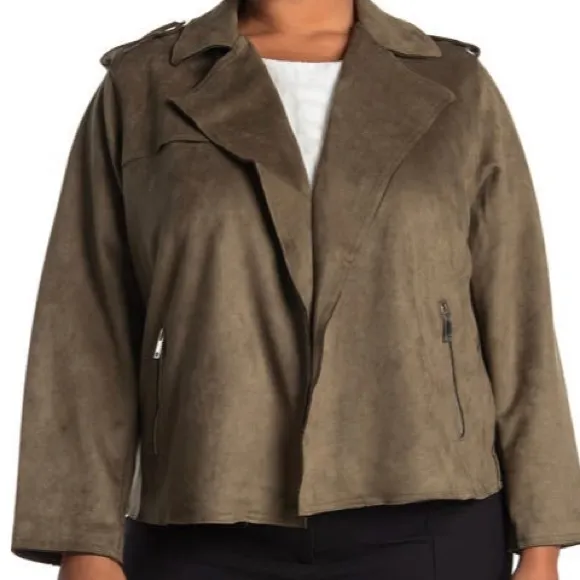 T Tahari Faux suede Moto Jacket