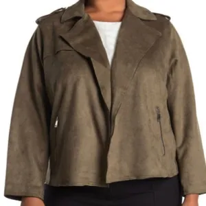 T Tahari Faux suede Moto Jacket