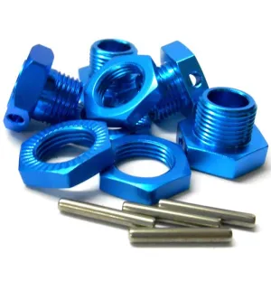 T10065 1/8 RC Buggy M17 17mm Alloy Wheel Hubs Adapter Nut Pin Light Blue x 4