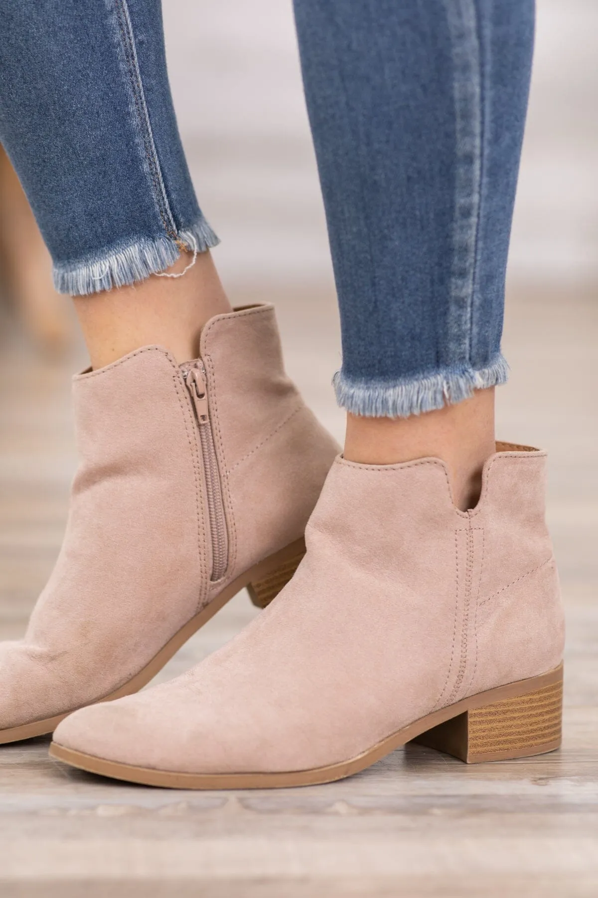 Tan Faux Suede Bootie
