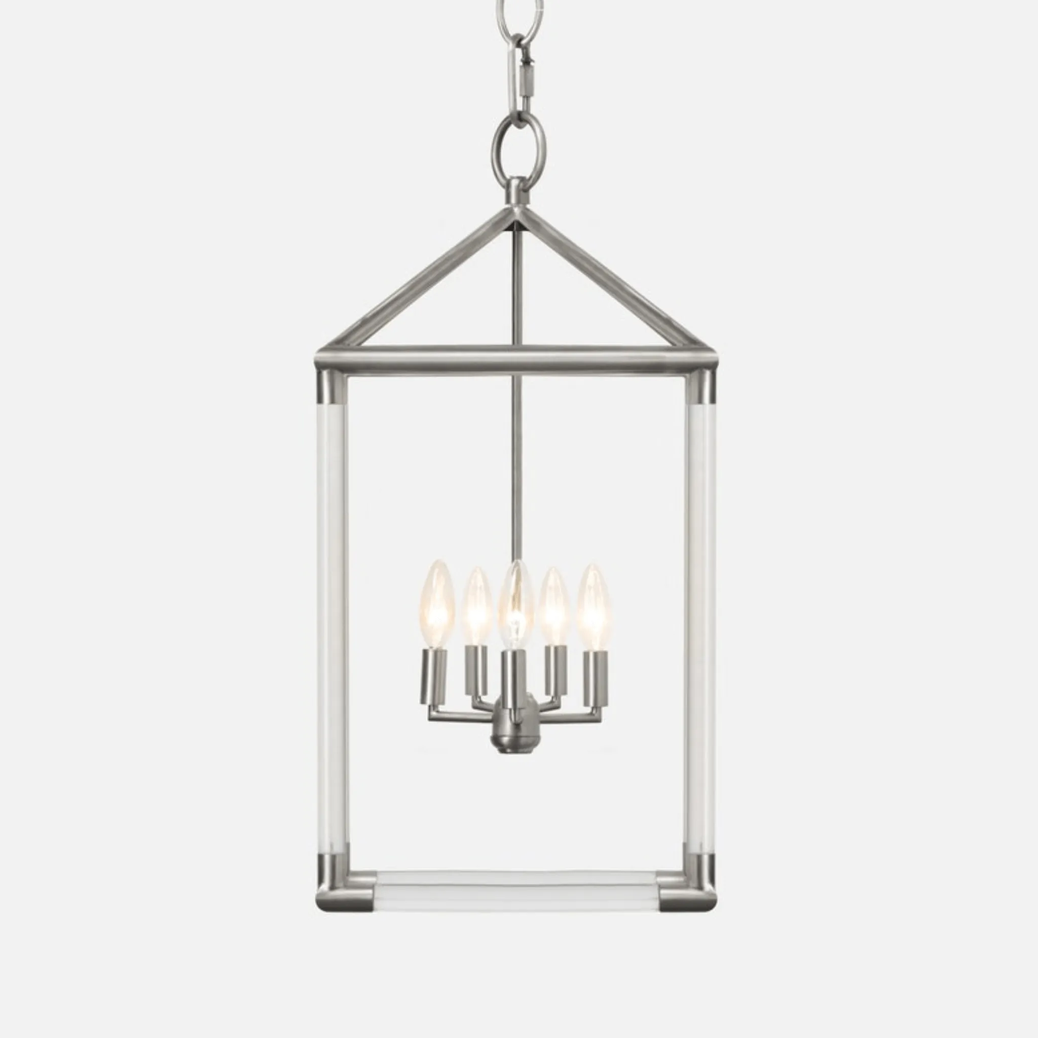 Teagan Matte Nickel Lantern Chandelier - Three Sizes