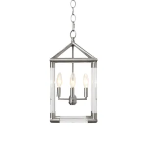 Teagan Matte Nickel Lantern Chandelier - Three Sizes