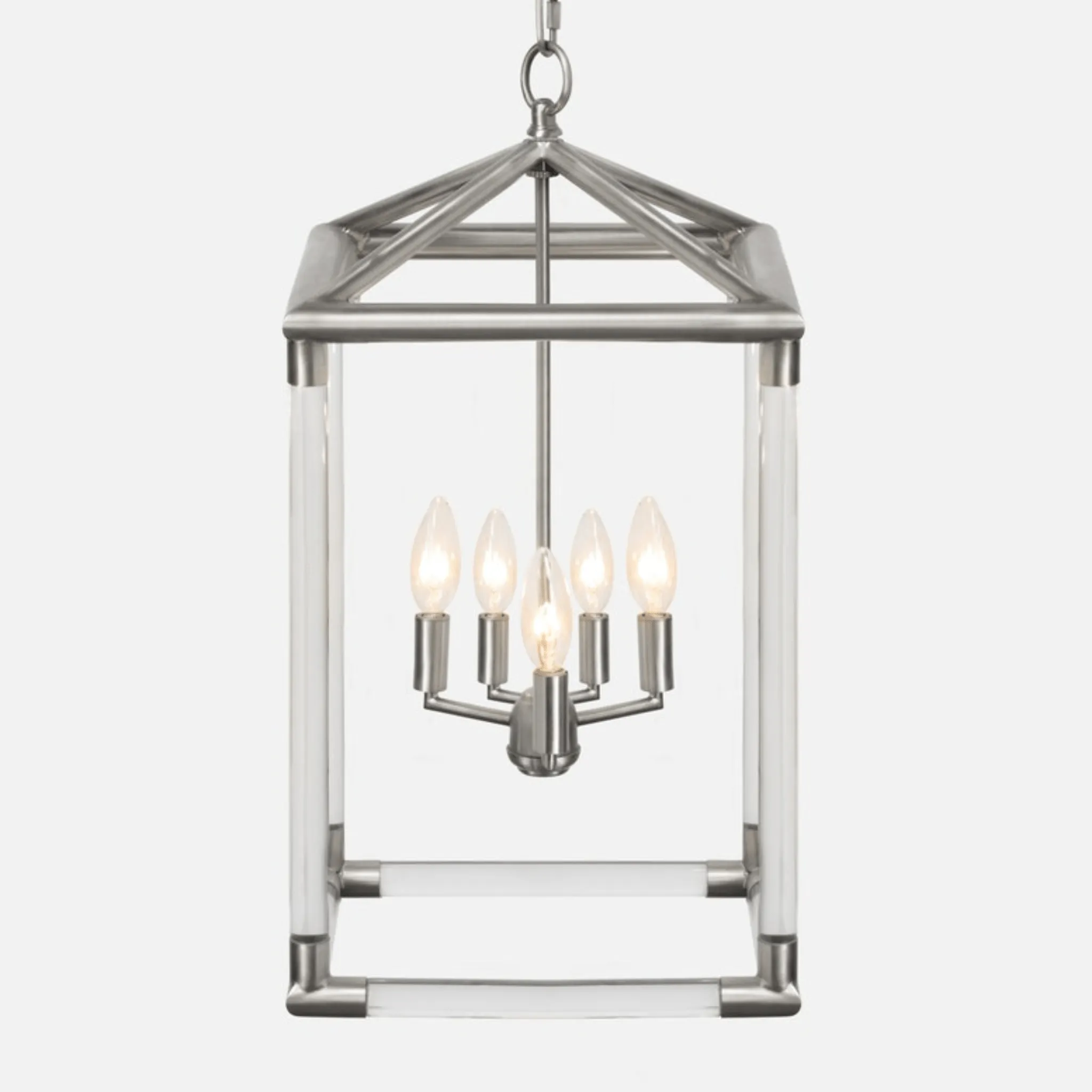 Teagan Matte Nickel Lantern Chandelier - Three Sizes