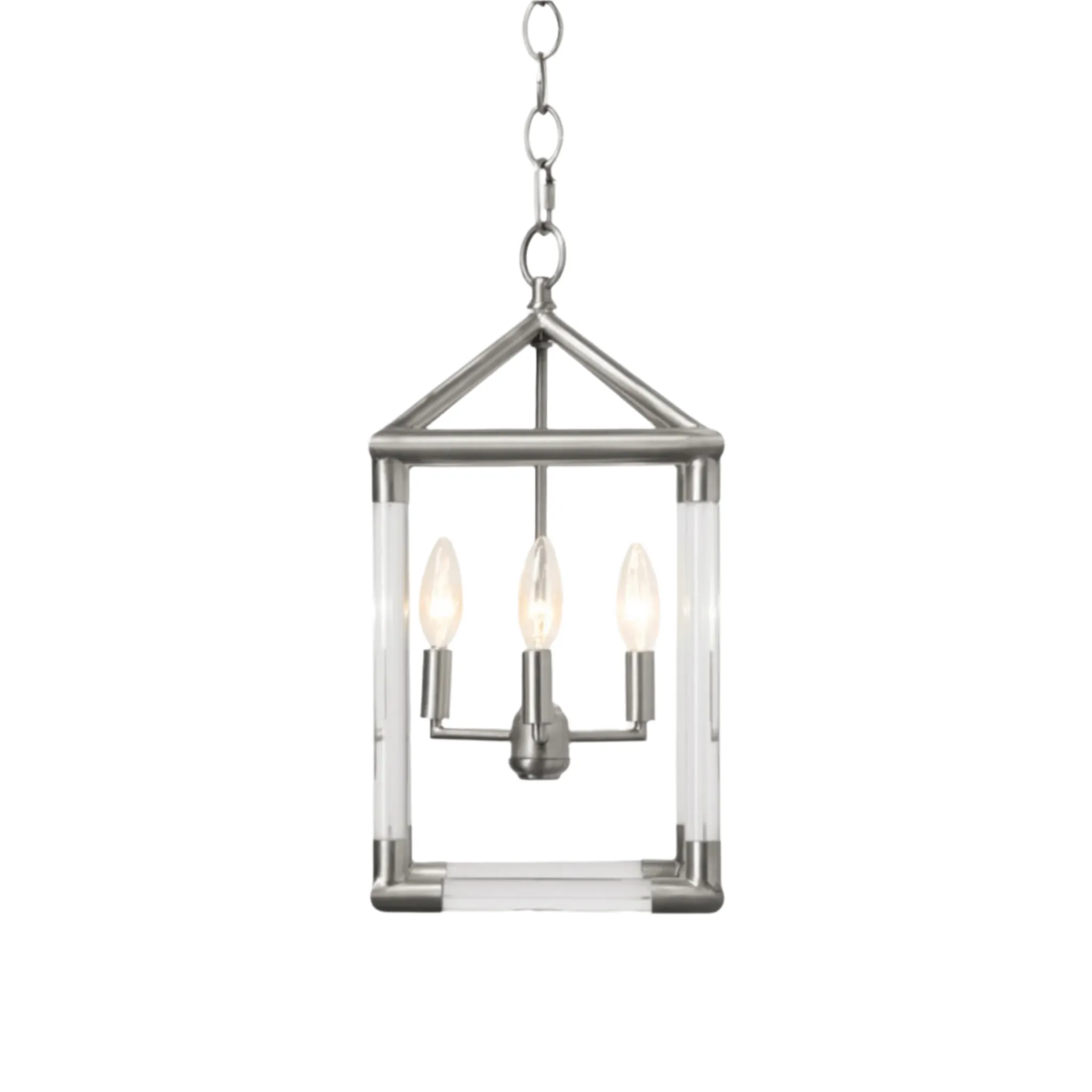 Teagan Matte Nickel Lantern Chandelier - Three Sizes
