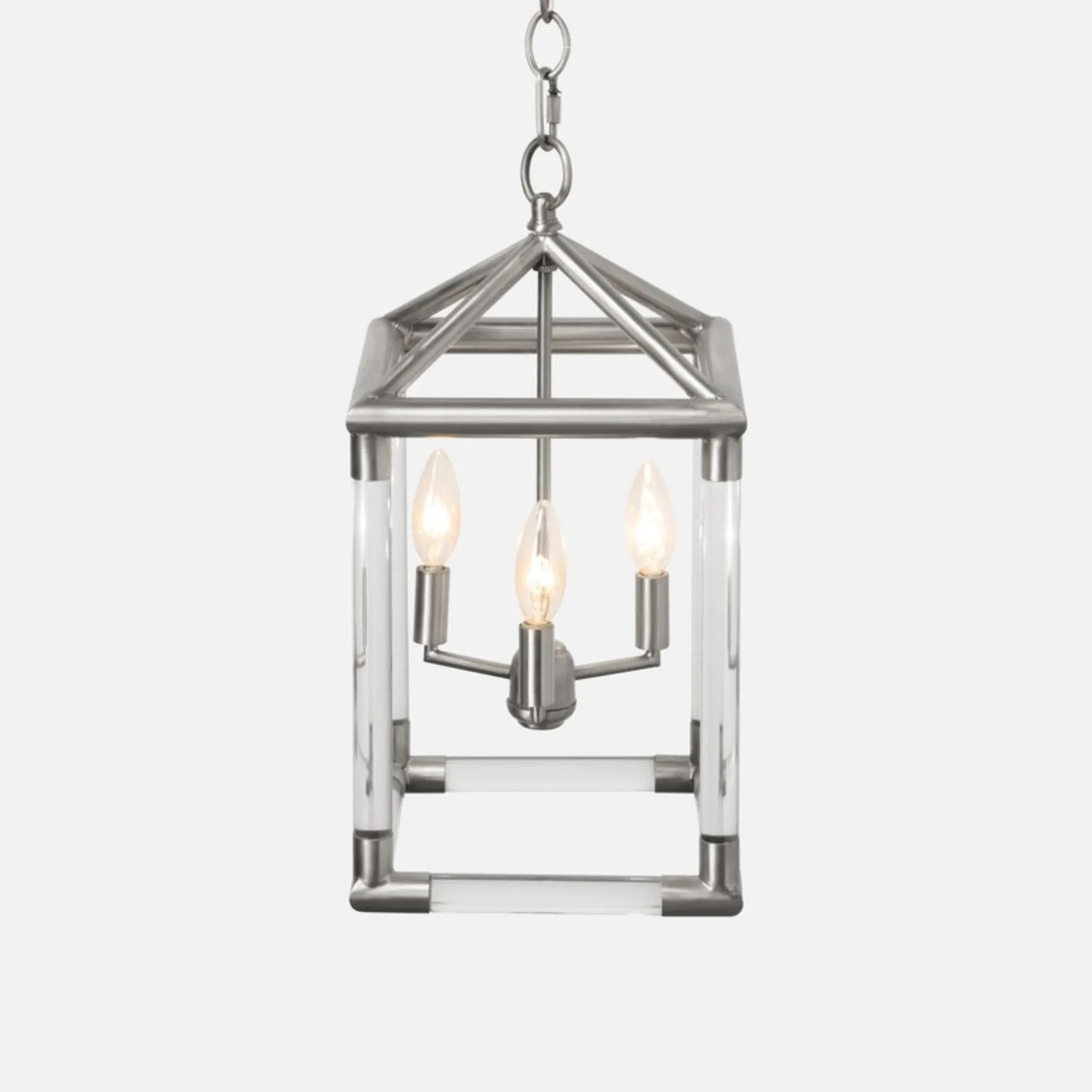 Teagan Matte Nickel Lantern Chandelier - Three Sizes