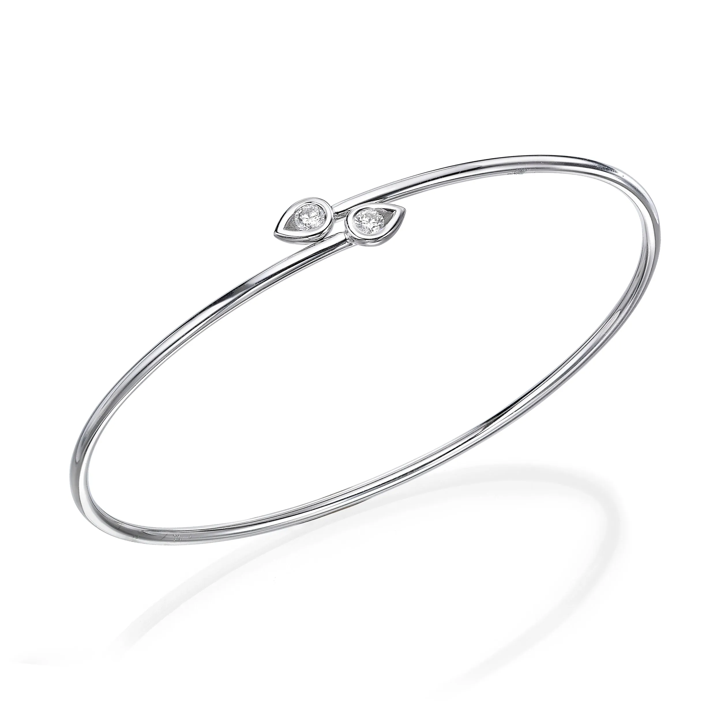 Teardrop Diamond Endcap Flexible Bangle